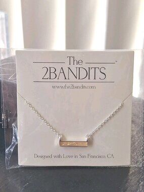 The 2Bandits Athens Iridescent Bar Pendant Necklace NEW IN PACKAGE